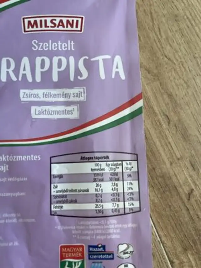 Trappista nutrition facts table