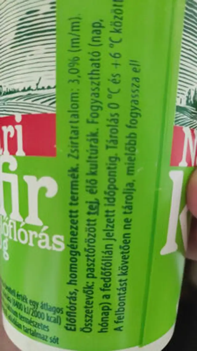 Nádudvari Kefír élőflórás ingredients label
