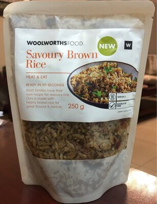 Savoury brown rice front packaging