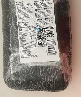 Beef sausage front packaging