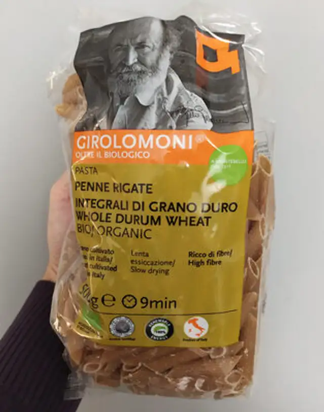 Penne rigate integrali di grano duro front packaging