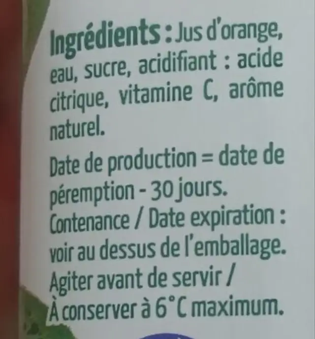 Press Up moyen ingredients label