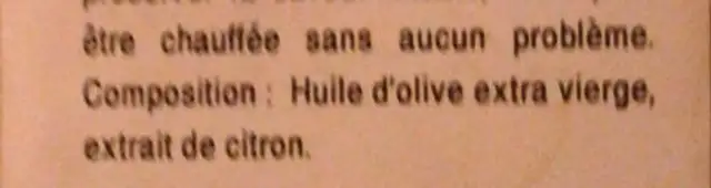 huile d olive au citron ingredients label