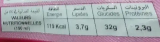Casa glaces nutrition facts table