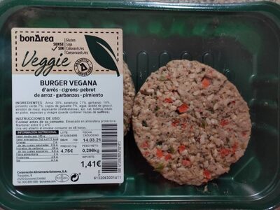 Burger vegana front packaging