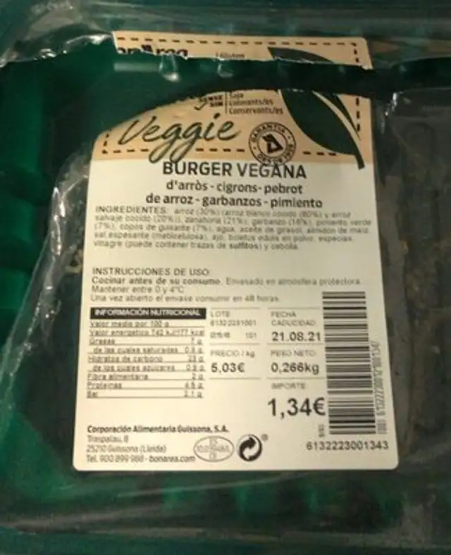 Bugger vegana front packaging