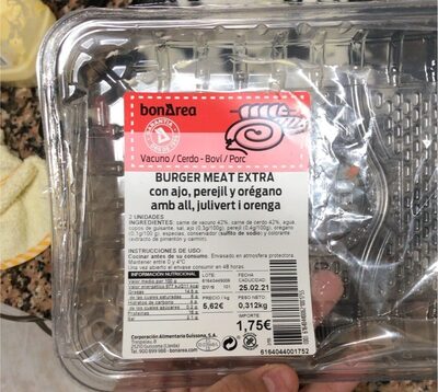 Burger meat extra con ajo, perejil y oregano