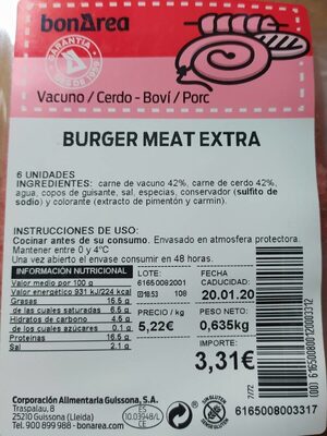 Burger meat extra