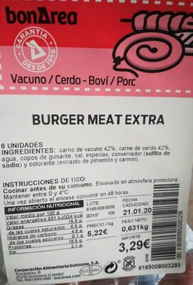 Burger meat extra