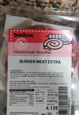 Burger meat extra