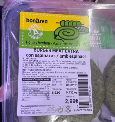 Burger meat extra con espinacas