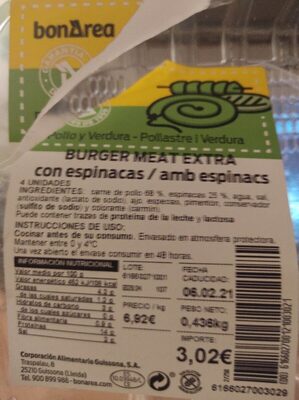Burger meat extra con espinacas