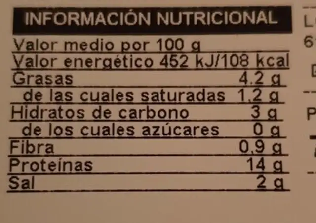 Burguer meat extra con espinacas nutrition facts table