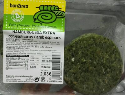 Hamburguesa extra con espinacas