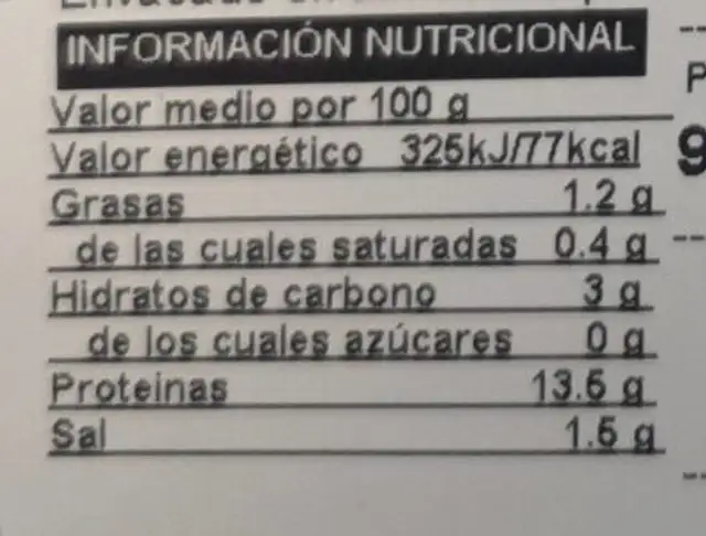 Finisimo de pollo nutrition facts table