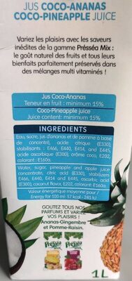 Présséa mix nutrition facts table