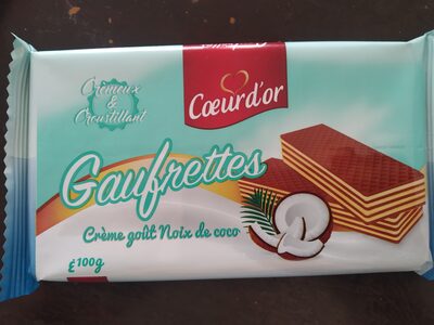 Gaufrettes crème goût noix de coco