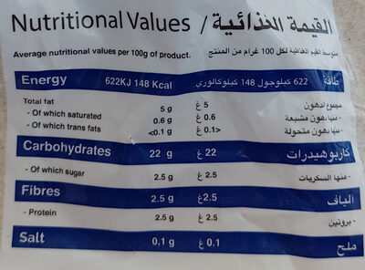FRIES DAY Classic nutrition facts table