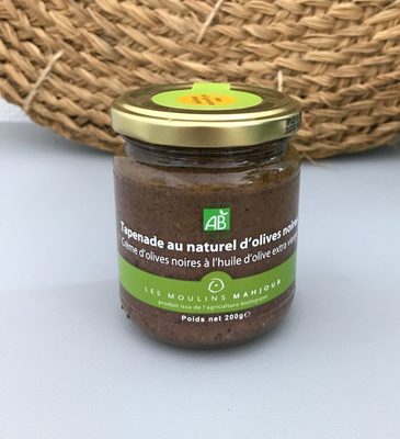 Tapenade au naturel d'olives noires (crème d'olives noires)
