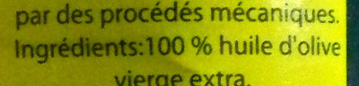 Huile d'olive vierge extra ingredients label