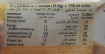 Nescafé gold cappuccino vanilla nutrition facts table