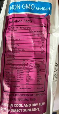 Wild Fig nutrition facts table