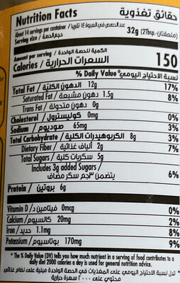 honey roasted peanut butter nutrition facts table