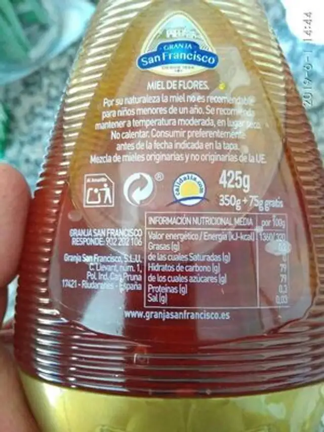 Miel de flores nutrition facts table