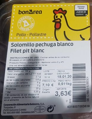 Solomillo pechuga blanco