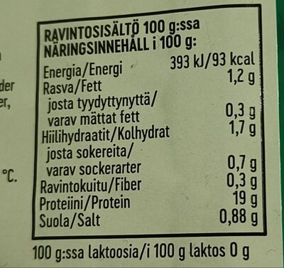Kanan Ohut Fileeleike, Pintamaustettu nutrition facts table