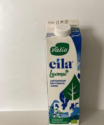 Luomu laktoositon kevytmaitojuoma front packaging