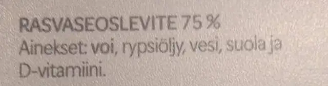 Oivariini Normaalisuolainen ingredients label