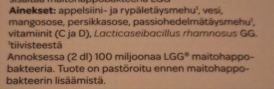 Viisi hedelmää mehu ingredients label