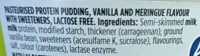 Profeel pudding ingredients label