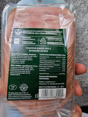 Ylikypsä kinkku ingredients label