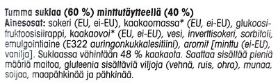 Dark Mint Täytesuklaa ingredients label