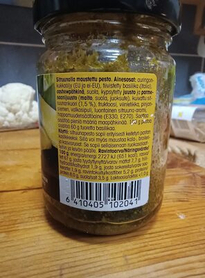 Sitruunapesto nutrition facts table