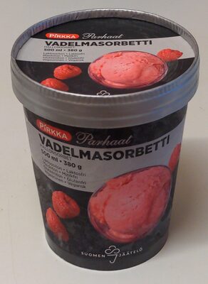 Vadelmasorbetti front packaging