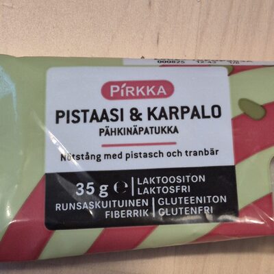 Pähkinäpatukka pistaasi & karpalo front packaging