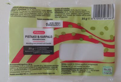 Pähkinäpatukka pistaasi & karpalo nutrition facts table