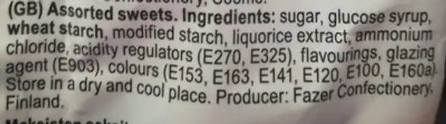 Ässä mix ingredients label