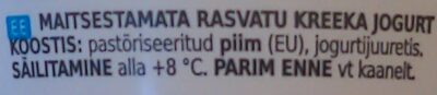 Kreikkalainen jogurtti ingredients label