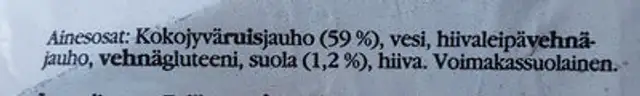 Maalaisruisleipä ingredients label