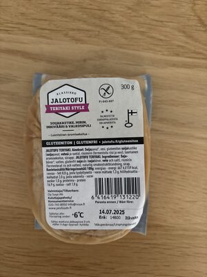 Jalotofu teriyaki style ingredients label