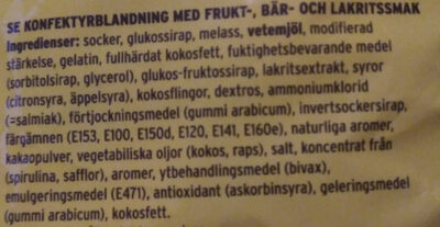 TV Mix Laku ingredients label
