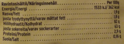 TV Mix Laku nutrition facts table