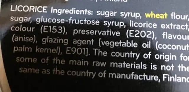 Pehmeä Laku ingredients label