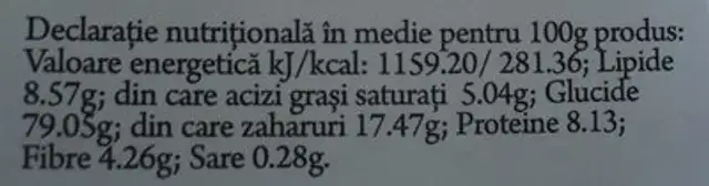 Comoara Măcinului Cozonac nutrition facts table
