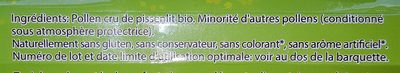 Pollen cru de pissenlit ingredients label