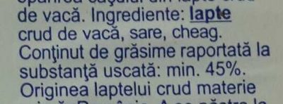 Coliba Ciobanasului Cașcaval Dalia ingredients label